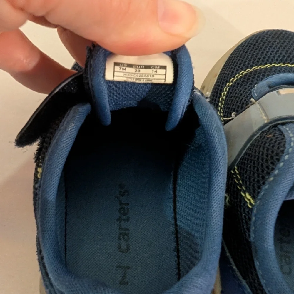 Carter's Toddler Boy Light Up Velcro Strap Shark-Themed Sneakers in Size 7